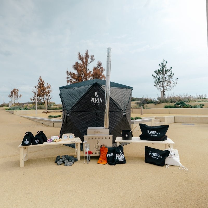 HEX | THE PORTABLE SAUNA | SOCIALITE – FULL PACKAGE & ADDITIONAL BENCH (4–6 People) - PortaSauna | The Portable Sauna