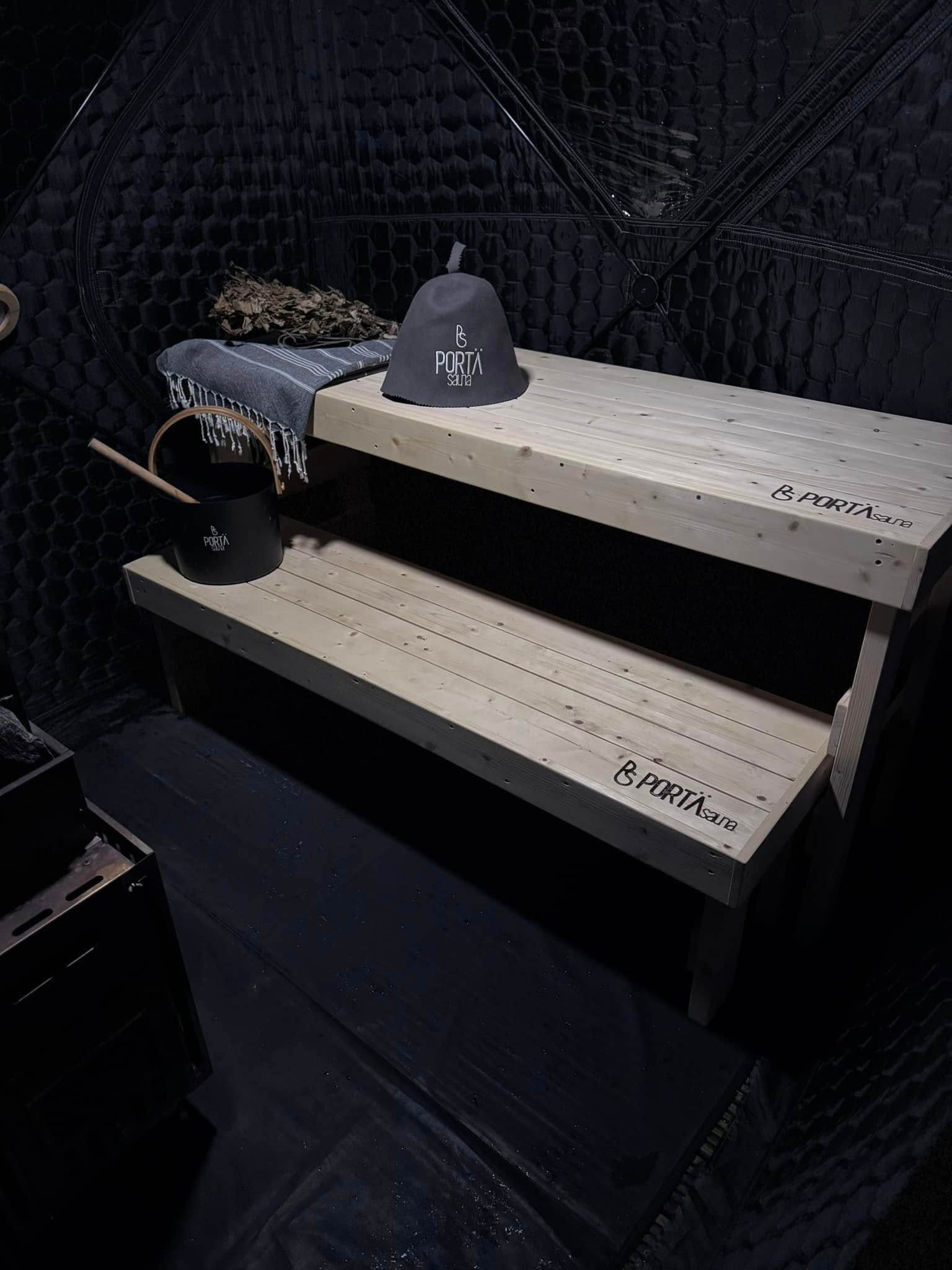 Dual Level : PortaSauna Cedar Sauna Bench - PortaSauna | The Portable Sauna