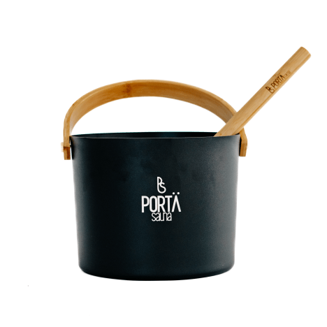 Sauna Bucket and Ladle | Sauna Pail & Ladle | Aluminium & Bamboo