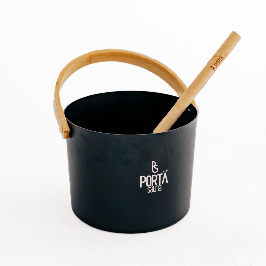 Sauna Bucket and Ladle | Sauna Pail & Ladle | Aluminium & Bamboo