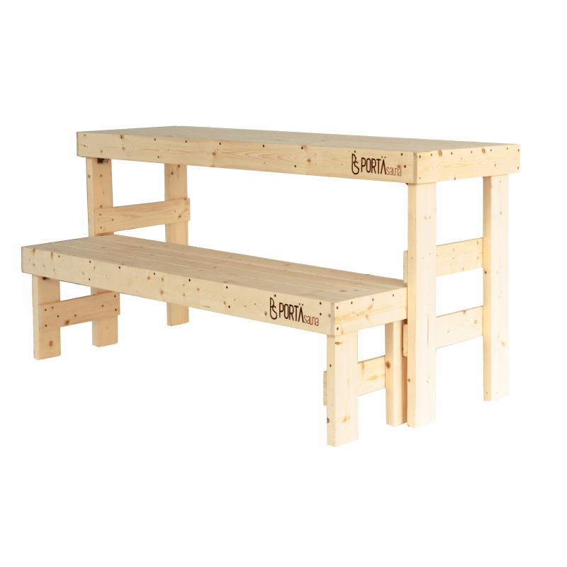 Double Level Cedar Sauna Bench | Two-Tier Portable Seating