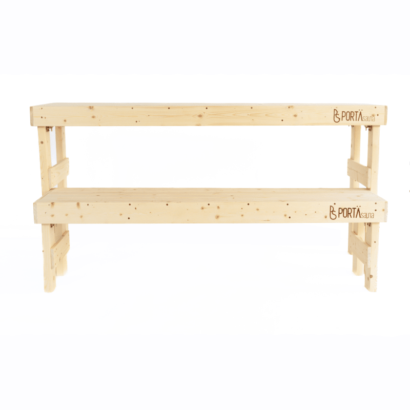 Double Level Cedar Sauna Bench | Two-Tier Portable Seating