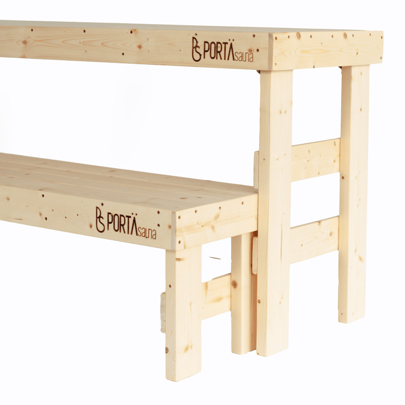 Double Level Cedar Sauna Bench | Two-Tier Portable Seating