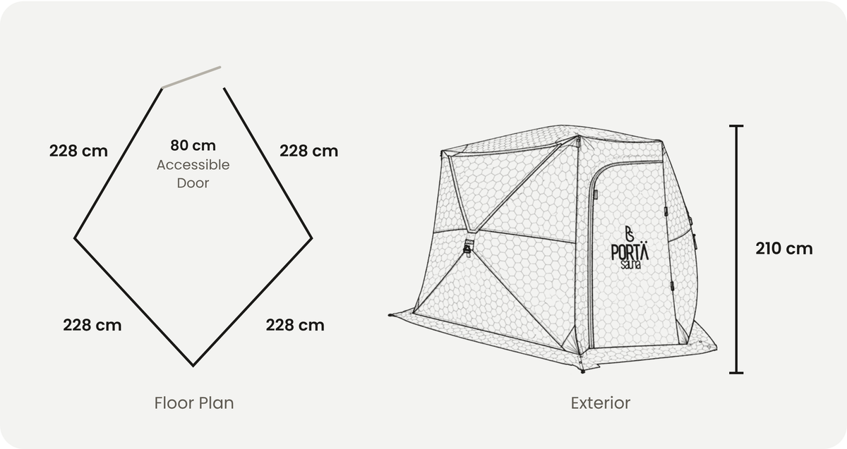 KABINXL size guide: floor plan and exterior dimensions