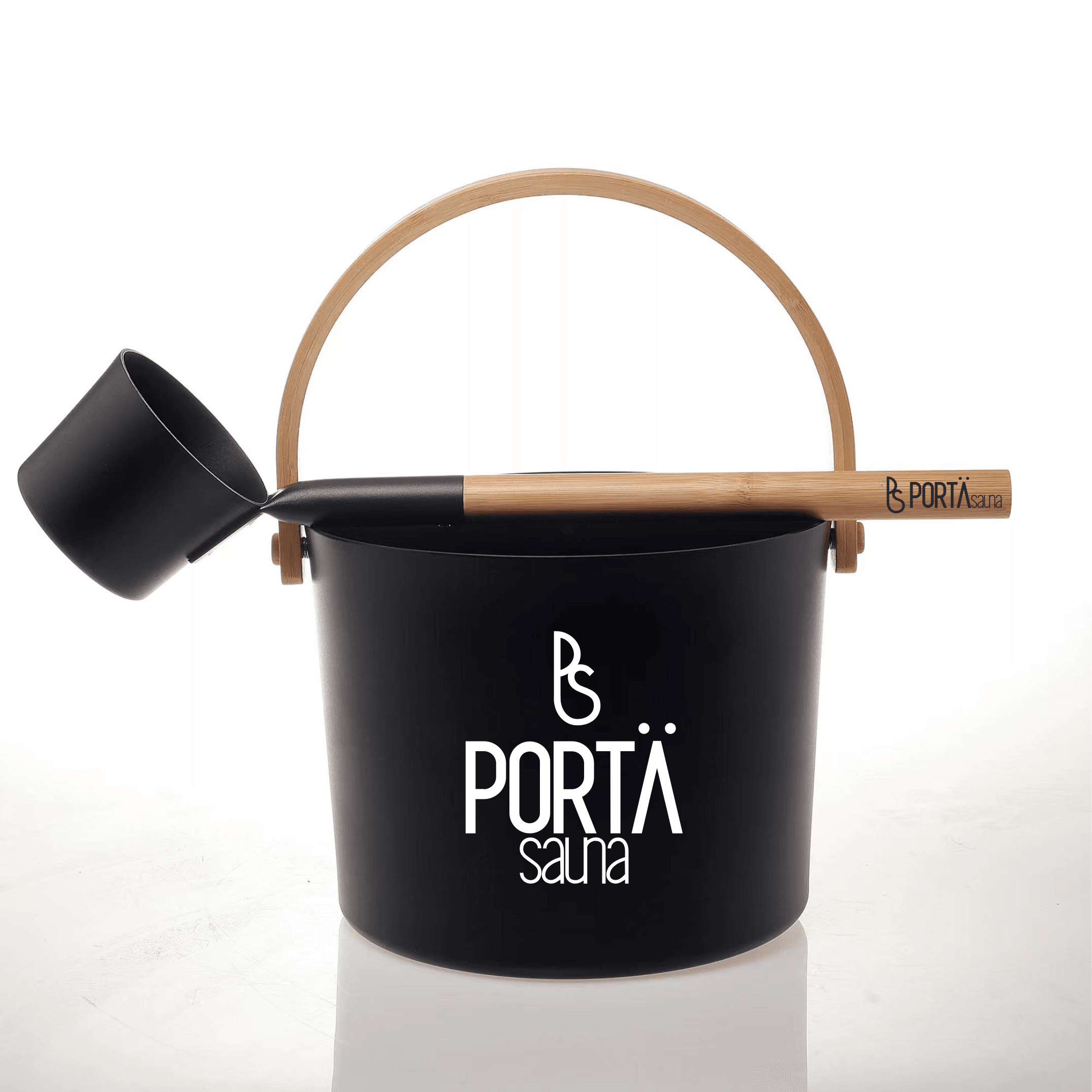 Sauna Aluminum Bucket and Ladle with Bamboo Handle - PortaSauna | The Portable Sauna