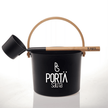 Sauna Aluminum Bucket and Ladle with Bamboo Handle - PortaSauna | The Portable Sauna